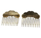 Pair Vtg Cloisonne Goldtone Enamel Butterfly   Flowers Hair Combs