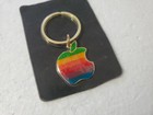 Apple Computer Vintage 1980s Rainbow Logo Keychain Metal Enamel New Sealed Nos