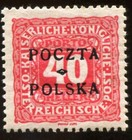 Poland 1919 Poczta Polska Overprint On Austria 1916 Stamp Scott j7 Mint og   212
