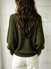 Women s Solid Color V-neck Casual Daily Long Sleeve Sweater