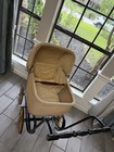 Antique Vintage Wicker Baby Doll Carriage Buggy Wood Full Size Stroller Photo