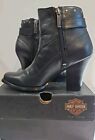 Harley Davidson Women s Black Noir Abriana High Heel Leather Boots Size 6 5