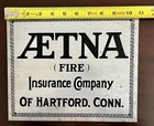 Aetna  fire  Insurance Company Tin Metal Advertising Sign Hartford  Connecticut
