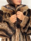 Vintage Striped Brown   Black Real Fur Coat 70s Glam Winter Statement Jacket