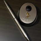 Vintage Walt Disney Productions Anson Pen   Holder Brushed Silver Gold Mickey