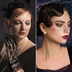 Feather Fascinator Hat With Birdcage Veil And Hair Clip For Women - Black Mes   
