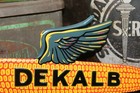 Dekalb Hybrid Seed Corn Flying Ear Embossed Metal License Plate Topper Sign Farm