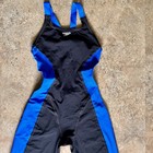 Speedo Powerplus Womens Kneeskin Racing Swimsuit Black Blue Size 28