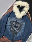 Rare Blue Fur Hooded Y2k Zip Up Hoodie Streetwear Archive Alternative Style Uk