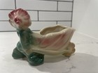 Vintage Shawnee Pottery  Pixie Elf Boy Planter  Pushing Flower Leaf Wheelbarrow