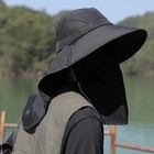 Black Sun Protection Hat Upf 50  Wide Brim Fishing Hiking Neck   Face Cover Free