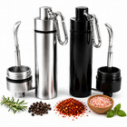 Travel Spice Container With Spoon - Mini Metal Vial Keychain Box 2pack