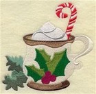 Cup Of Christmas Cheer Quilting Squares  Machine Embroidered  2 Ea  Of 6 Designs