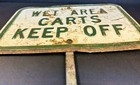 Vintage Golf Course Wet Area Carts Keep Out Embossed Antique Steel Sign Yough