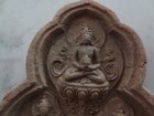 Antique Mongolian Tibetan Buddhist Clay Tsa Tsa Of A Long Life Deities