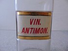 Antique Apothecary Bottle W Stopper Vin  Antimon  Label Under Glass 8 3 8 