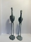 Great Blue Heron Distressed Verdigris Garden Statues Decor male 19 5    female 18   