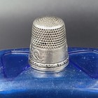 Antique Stern Bros Sterling Silver Thimble Lucky Horseshoes   Four Leaf Clovers