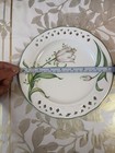 Brunell Of  Italy White Ceramic Plates Hand Painted Flowers Size 8 5   