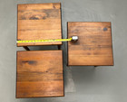 Set 3 Knotty Pine Wood Side Tables Spindle Legs Woodgrain Vtg Furniture 15  Sq
