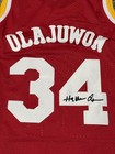 New Hakeem Olajuwon 34 Basketball Jersey Size Men s Large Stitched Slim Faux Sig