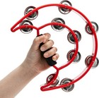 Zenison Double Row Tambourine With Metal Jingles Hand Percussion Shaker - Red