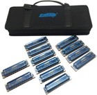Easttop 10hole Harmonica Set T008k-12 Set Mouth Organ In One Case Blue Covers
