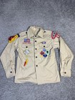 Vintage Boy Scouts Of America Shirt Youth Size 12 Cub Tan W patches Bsa