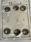 Vtg Antique Brass Dome Shank Buttons Set Of 6 Rope Floral Accent 70s Usa Made