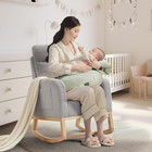 Nursery Rocking Chair  Upholstered Glider Rocker With High Back   Side Pocket  C