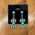 Vintage Native American Turquoise Earrings Sterling Silver Navajo Old Pawn