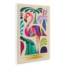  Sylvie Beaded Mcm Flamingo Vintage Framed Canvas Wall Art By Rachel Lee  