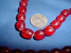 Old Antique Strand Of 47 Large Red Glass Oval Trade Beads
