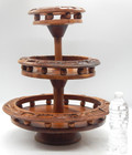 Vintage Hand Carved Wood Monkey Pod 3-tiered Lazy Susan W 8 Bowls 5 Spoons