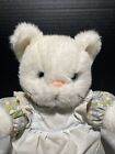 Vintage Plush White Cat Pink Nose Apron Stuffed Toy Pet Kitten Kitty Lovey 11 