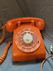 Vintage  Orange Rotary Dial Telephone Works  retro Model 500 Itt