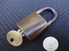 Vintage  Wilson Bohannan Wb Brass Padlock Lock Original Key Dark Patina