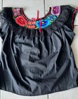 Mexican Heavy Embroidered Lace Blouse Peasant Multicolor Flowers  Boho Hippie