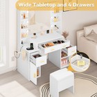 9 Led Vanity Desk Makeup Dressing Table Set With Lighted Mirror   Power Outlets