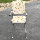 Foldable Metal Baby High Chair With Removable White Tray  Animal Print Seat