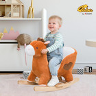 Kids Ride On Rocking Horse  Plush Animal Toy Sturdy Wooden Rocker With Songs For