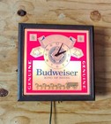 Vintage 1980 s Budweiser King Of Beers Clock W pull Chain Light Sign