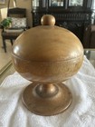 Vintage Hand Crafted Turned Wood Carved Bowl With Lid Folk Art Round  z3 