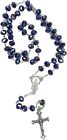 Miraculous Mary Beaded Crucifix Rosary With Round Enameled Medal Case  2 5 In