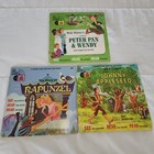 Vtg  Disney Books With Vinyl Records Lot 3 Johnny Appleseed Rapunzel Peter Pan