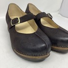 052 Dansko Mika Leather Mary Jane Shoes Womens Size 39eu Us8 5-9 Dark Chocolate