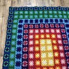 Afghan Throw Blanket 63x48 Granny Square Crochet Wool Blend Multicolor Vtg 90s