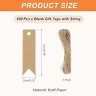 100 Pcs Blank Gift Tags With String  2 8x0 8 Inch Kraft Paper 2x1 2 Inch Brown