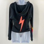 Aviator Nation Bolt Hoodie M Gray Rainbow Chevron Cropped California Retro Rad
