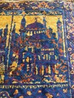 Vintage Hand-knotted Islamic Prayer Rug Mecca And Medina Mosque Pictorial Wool